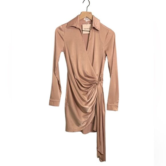 NWT REVOLVE SUPERDOWN sophie draped mini dress in nude pink. Size XS - Picture 4 of 8
